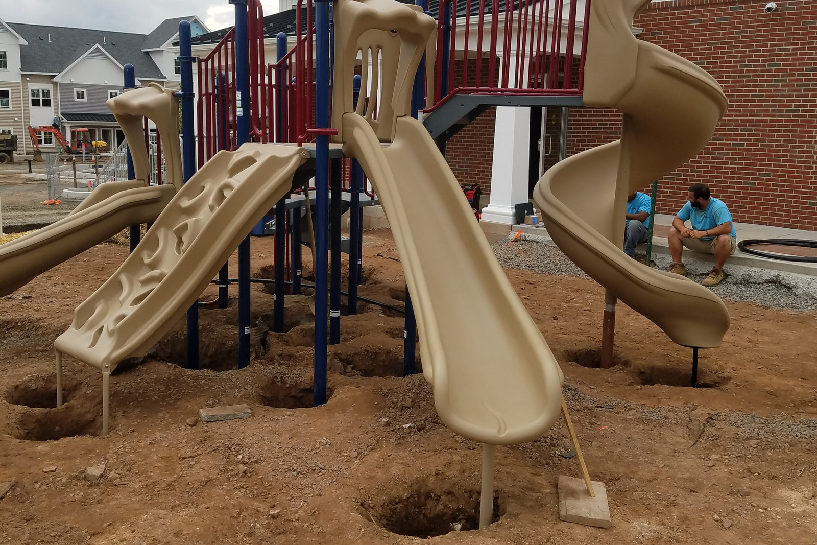 Willow Playworks crew installing a community playground at Steeltown Village in Phoenixville, Pennsylvania